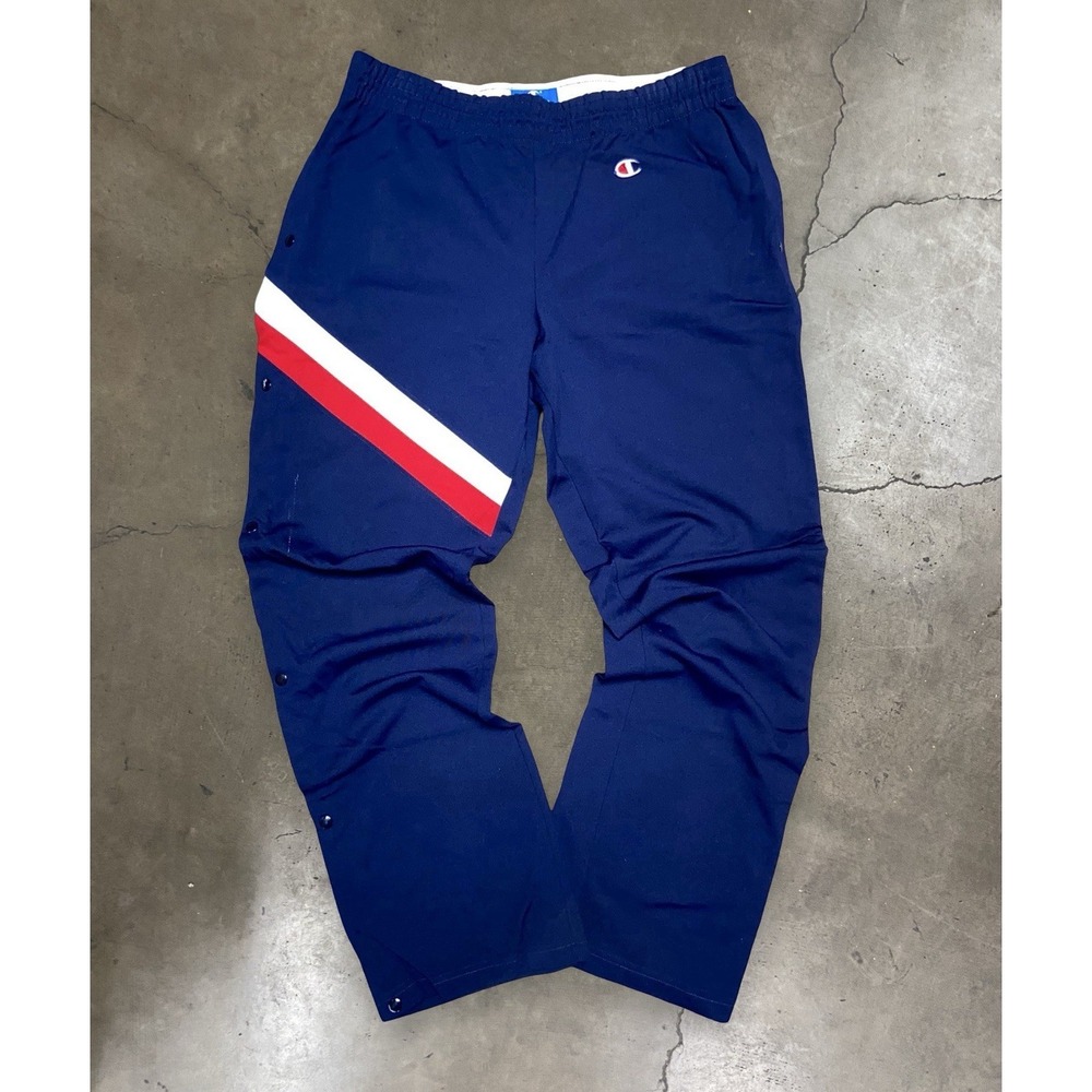 Vintage Champion Snap Track Pants Mens XL Navy Blue Tear Away Made In USA
